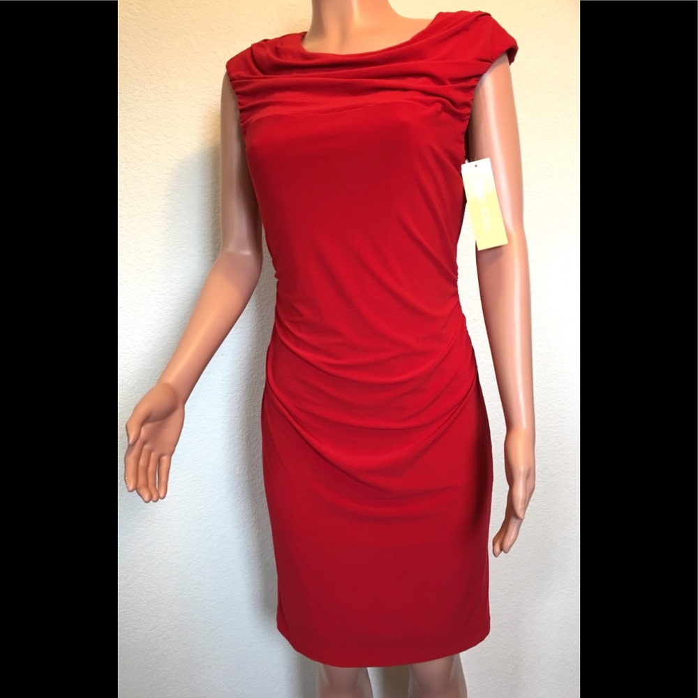 NEW Mikael Aghal Red Sleeveless Cocktail Dress
